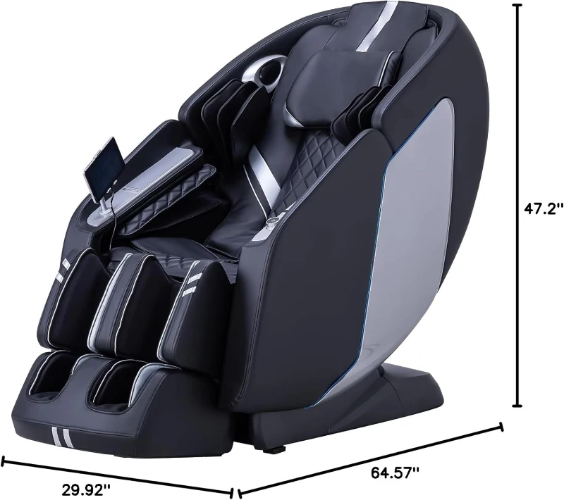 MassaMAX 4D Full-Body Massage Chair with Zero Gravity, Extendable Footrest, SL-Track, 15 Programs, AI Voice Control, Yoga Stretch, Foot Rollers, Lumbar & Calf Heating, Includes Cover (Black)