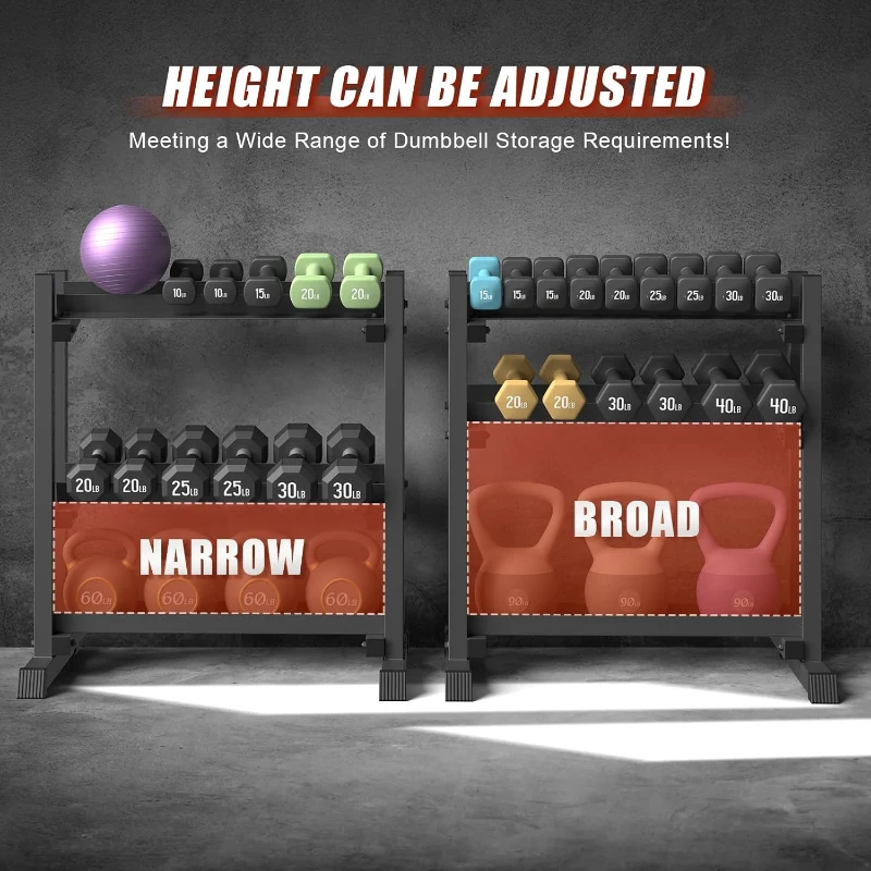 3-Tier Adjustable Dumbbell Rack — Heavy-Duty Weight Stand (Rack Only) with 1100 lb Capacity for Home Gym