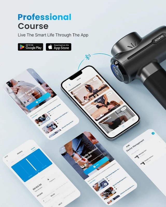 RENPHO Thermacool Deluxe Massage Gun with Heat & Cold Therapy, Portable Deep Tissue Percussion Massager with Charging Stand & App Connectivity — Gift for Him/Her