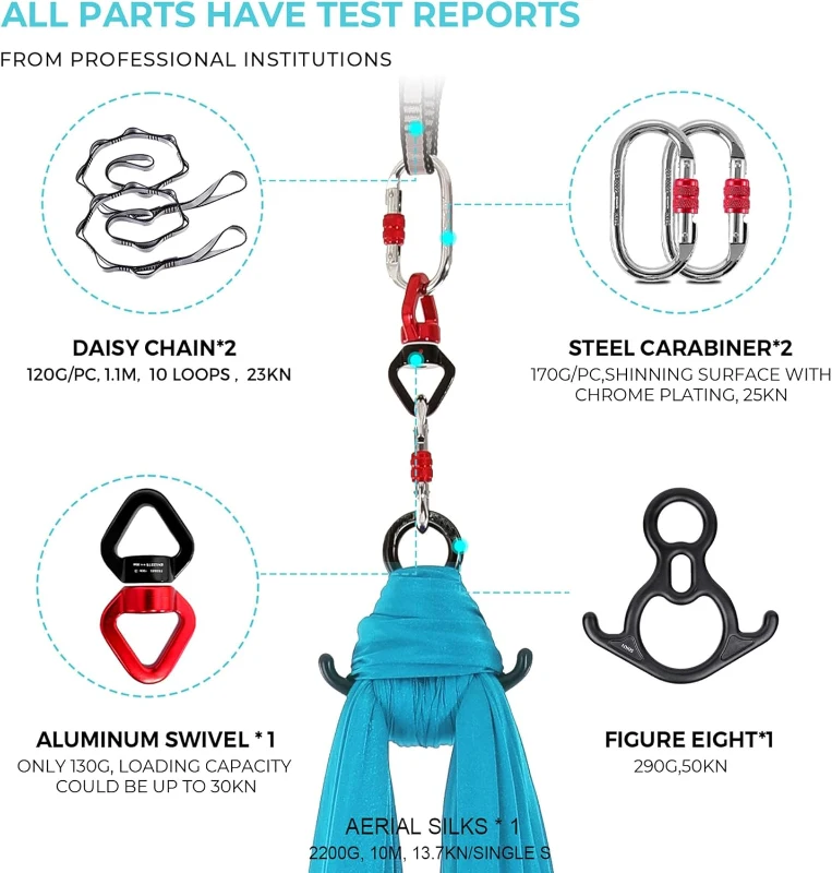 11 Yards Aerial Silks for Home — Aerial Yoga Hammock & Gymnastics Swing