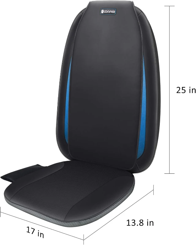 COMFIER Shiatsu Back Massager with Heat and Vibrating Seat, Chair Massage Pad with 4 Rotating Nodes, Adjustable Zones & Intensity for Home or Office – Gift for Him & Her