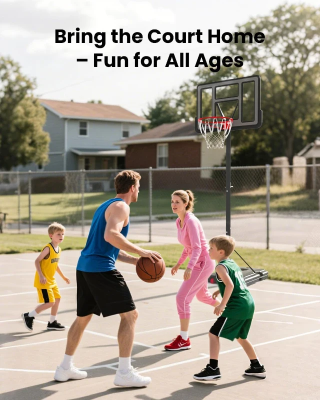 IGL Portable Adjustable Basketball Hoop System 5.6–10 ft, 44-Inch Outdoor Goal with PC Backboard — For Kids, Youth & Adults