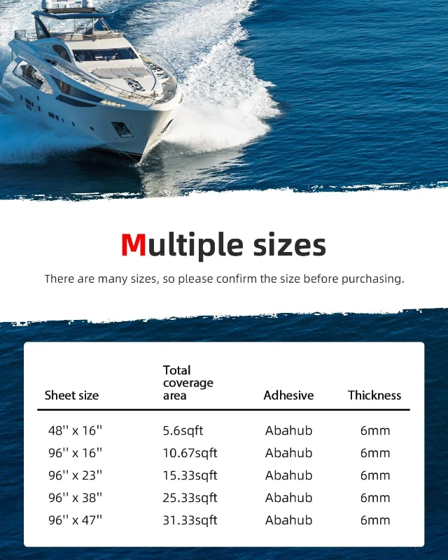 Abahub EVA Foam Boat Deck Pad 6mm — Non-Slip Camouflage Traction Mat, Self-Adhesive & Trimmable for Boats, SUPs, Paddleboards, Kayaks (Sizes: 96x16 / 96x23.5 / 96x38 / 96x47 / 48x16)