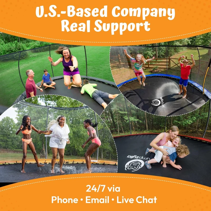JUMPZYLLA Enclosed Trampoline with Ladder — 8FT to 16FT Sizes | ASTM Certified Recreation Trampoline | Anti-Rust Frame