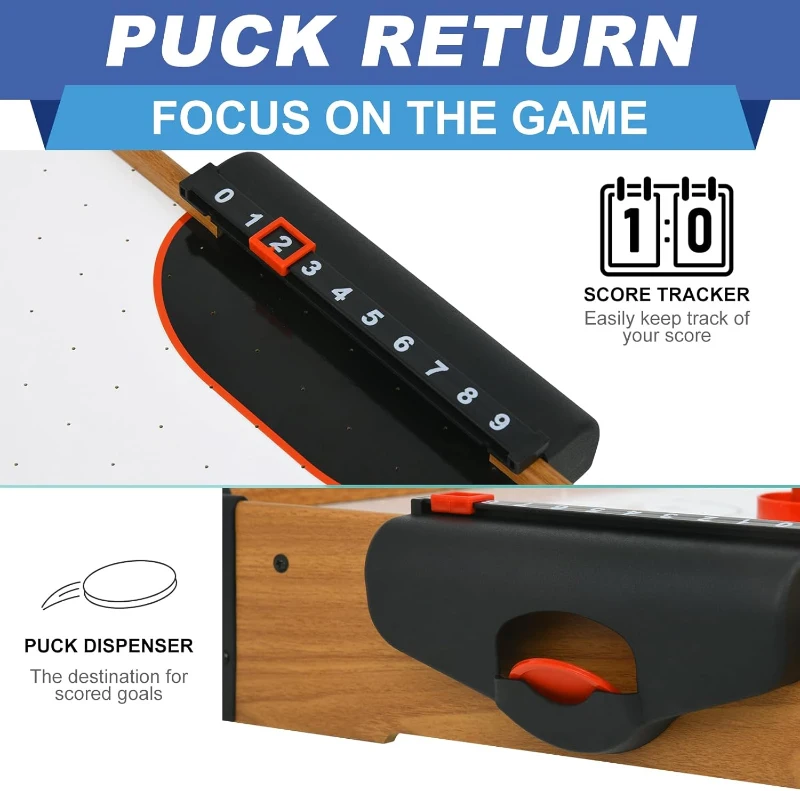 40 in Portable Tabletop Air Hockey Table - Indoor Arcade Game for Kids & Adults with Electronic Fan Motor, 2 Pucks, 2 Pushers