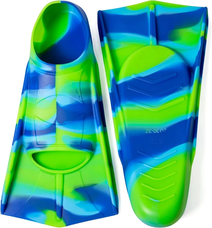 Youth Short Swim Fins – Comfortable Lap Training Flippers for Kids, Girls, Boys, Beginners