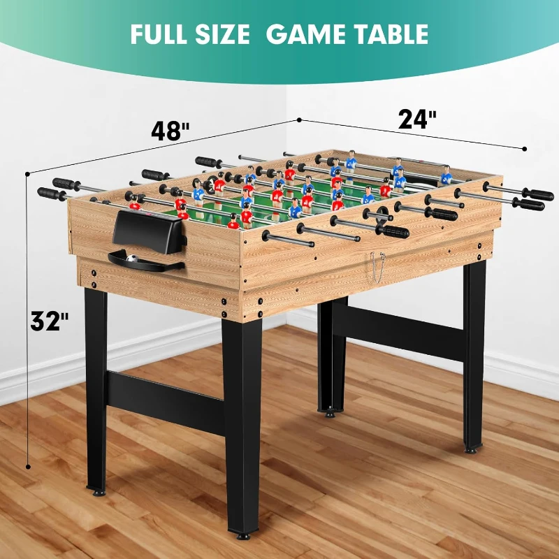 48"" 12-in-1 Combo Game Table — Ping Pong, Foosball, Air Hockey, Pool & More with Accessories for Game Rooms and Family Nights
