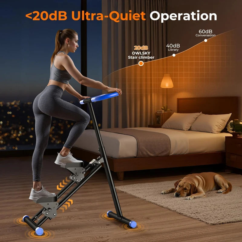 OWLSKY Vertical Climber Stair Stepper for Home — Stable Triangular Frame, LCD Monitor, Smooth & Quiet Motion, Full-Body Workout, 330 lb Capacity