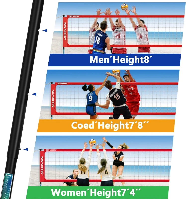 Outdoor Heavy-Duty Volleyball Net Set — Anti-Sag Design with Adjustable Aluminum Poles, Integrated Winch, Portable for Backyard, Grass & Beach