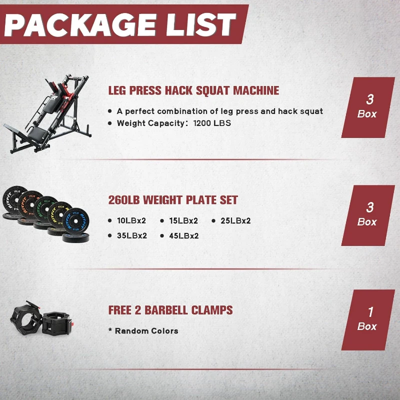 RitFit Adjustable Leg Press & Hack Squat Station with Included Weight Plate Kit, Linear-Bearing Home Gym with Weight Storage Posts