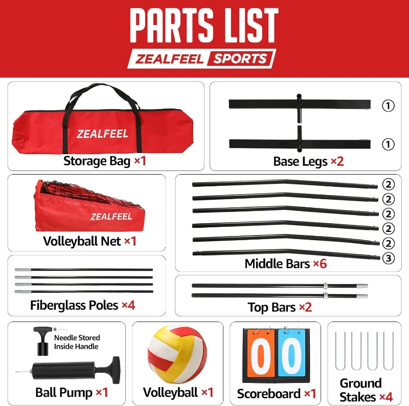 20ft Volleyball Training Net – Portable Freestanding Practice System, Height-Adjustable with Carry Bag for Backyard & Indoor Drills