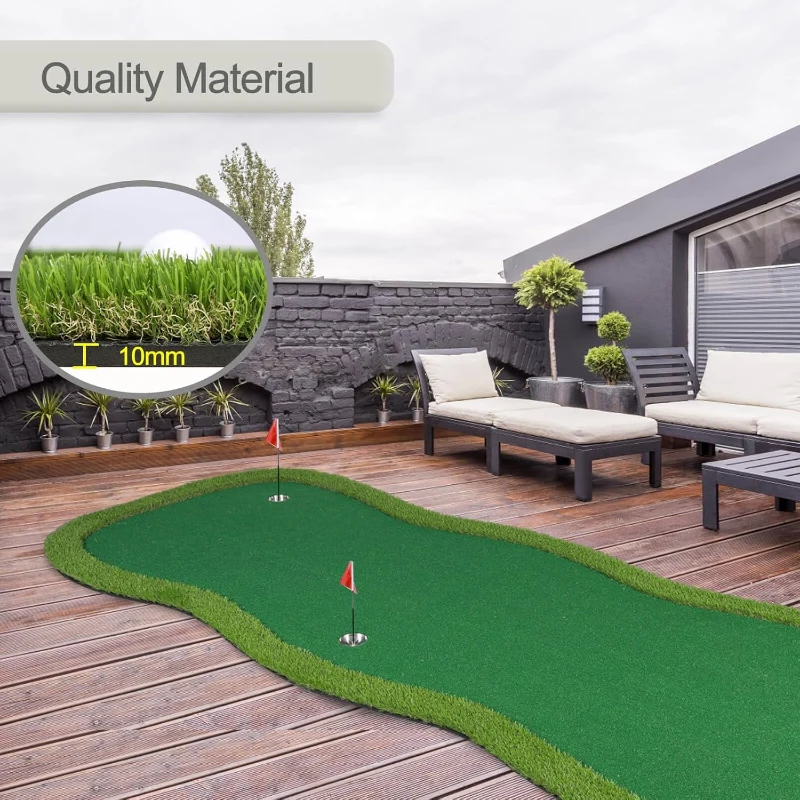 Chriiena Large Professional Putting Green Mat — High‑Density Artificial Turf with Moveable Cups & Slope Pad for Indoor and Outdoor Practice
