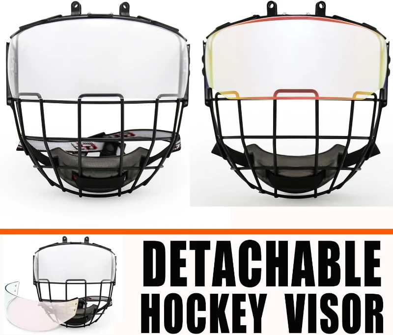 GY Hockey Helmet Cage and Face Shield Protector Combo — Steel Wire Cage with Polycarbonate Visor