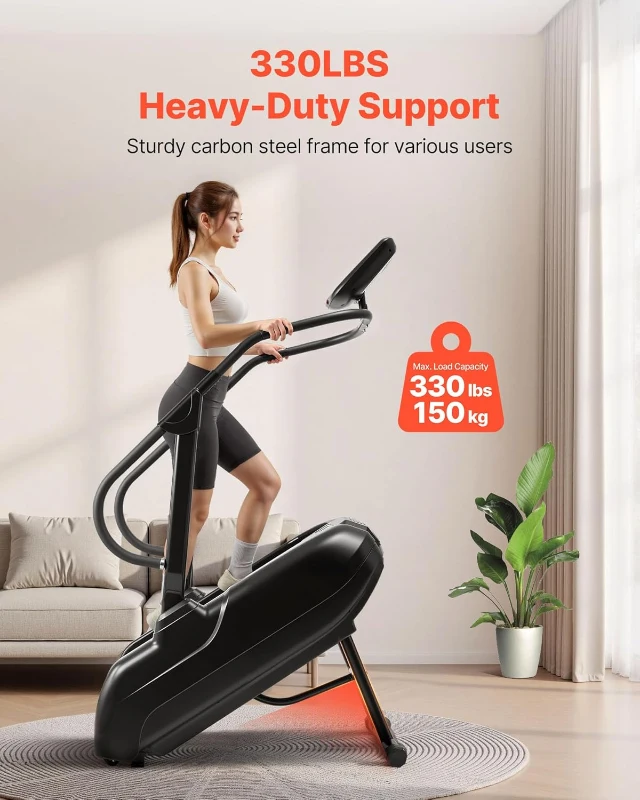 VEVOR Continuous Climber Stair Stepper with 14.5"" LED Display, 15 Speed Levels (28-168 SPM), 330 lb Capacity for Home Cardio and Lower-Body Training