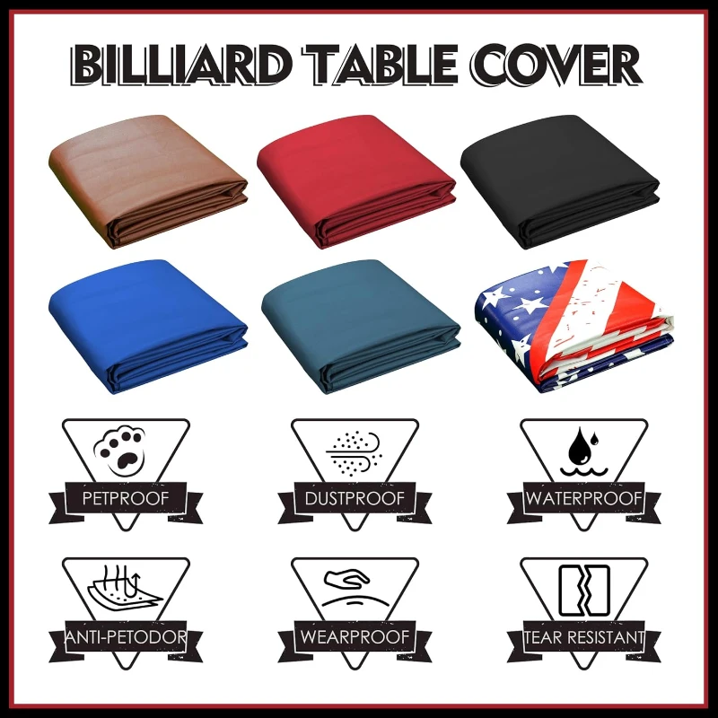 K-Musculo Durable Leatherette Fitted Billiard Table Cover – Waterproof, Tear-Resistant Fit for 6.5–9 ft Tables (7 ft Specified)