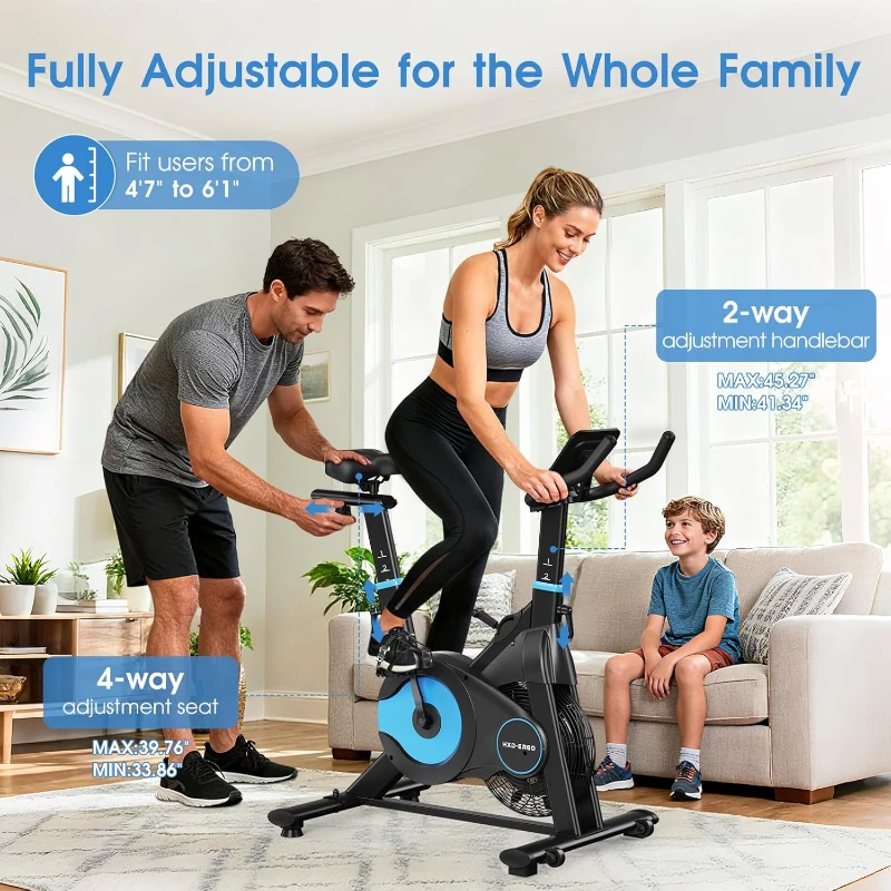 HXD-ERGO Indoor Magnetic & Air Bike, Stationary Exercise Bike with Silent Belt Drive, App Compatibility, LCD Monitor, 350 lb Capacity