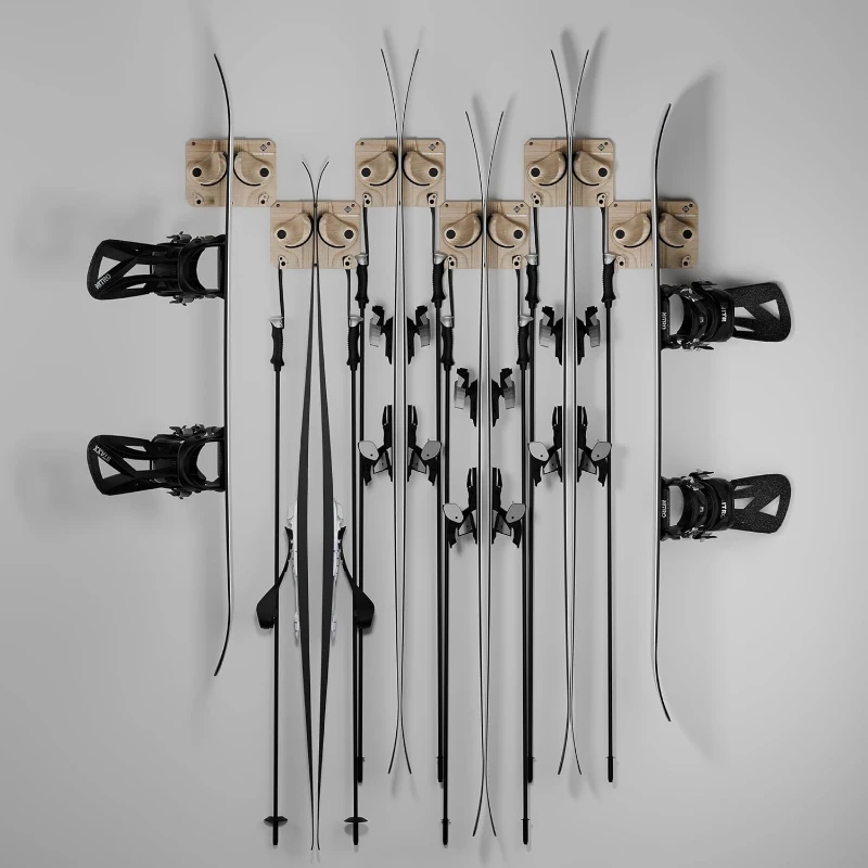 Gravity Grabber Wall Rack — Secure Ski & Snowboard Organizer, Non-Slip (6 Pack)