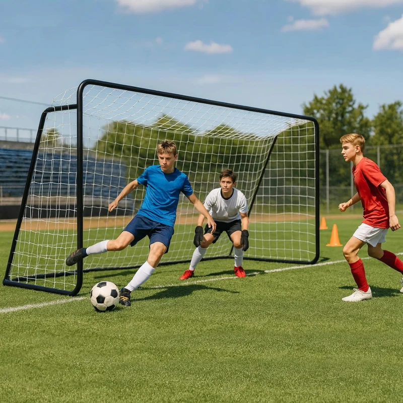 MOPHOTO Foldable Soccer Goal – Multiple Sizes (6x4, 8x6, 10x6.5, 12x6, 16x7, 18.5x6.5, 21x7, 24x8 ft) – Backyard Full-Size Training Goal for Teens & Adults
