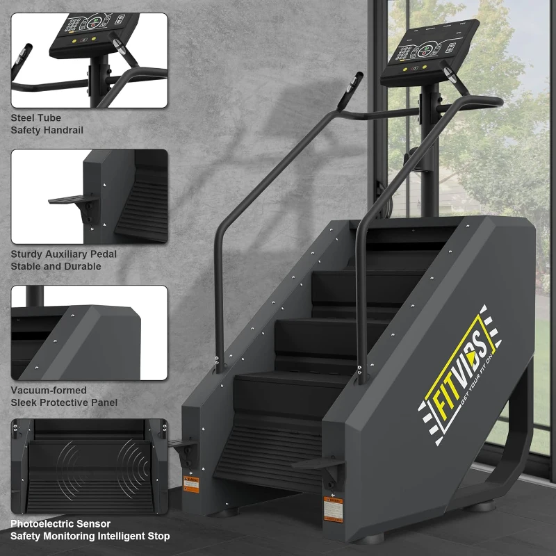 Fitvids Commercial Stair Stepper Machine - Continuous Stair Climber with 15 Resistance Levels, LED Display, Heavy-Duty Home Gym Cardio & Lower-Body Trainer