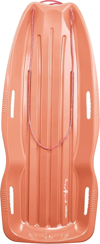 Retrospec Retrorider Plastic Snow Sled — Toboggan-Style with Pull Rope, Cold-Resistant Coating and Hard Bottom for Smooth Downhill Rides — Available in 35"" and 48"" for Kids and Adults