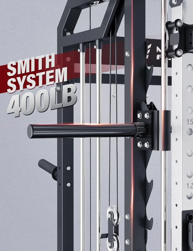 Major Fitness Drone2 Advanced Training Smith Machine — All-in-One Home Gym Squat Rack with Aluminum Pulley Set, Barbell, Dual Lat Pulldown & Cable Crossover for Full-Body Workouts