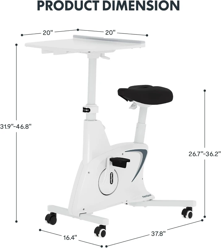 FLEXISPOT 2-in-1 Exercise Bike with Adjustable 2D Desktop — Space-Saving Under-Desk Cycle with Removable Work Surface, 300 lb Capacity, 8-Level Magnetic Resistance, Optional LCD (V9PRO/V9MAX)