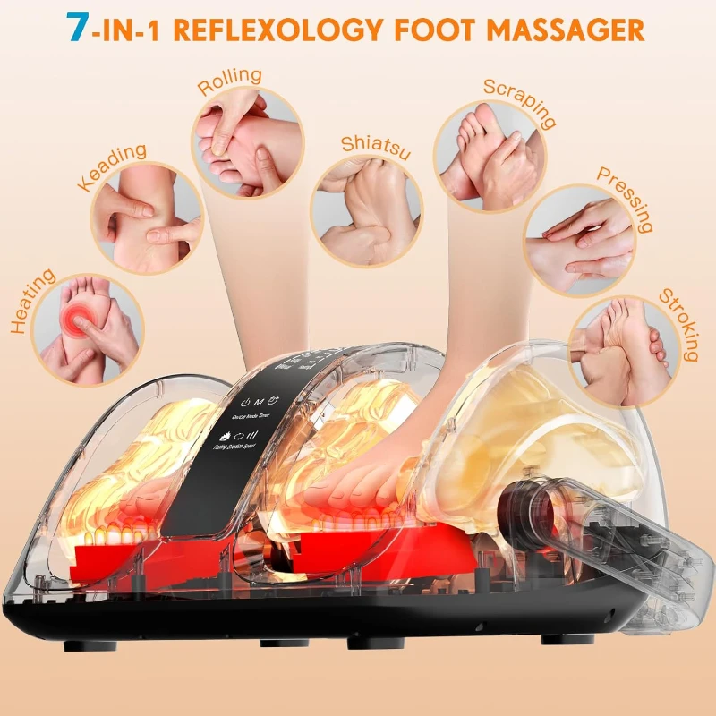 Shiatsu Foot Massager with Heat - FSA Eligible, 3-Level Heating, Deep Kneading & Rolling for Calves, Feet & Arms, Relief for Plantar Fasciitis & Neuropathy