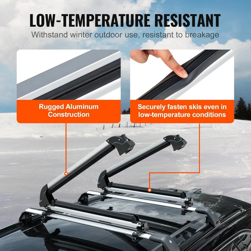 VEVOR Universal Car Roof Rack — 31.7 in Aluminum Ski & Snowboard Carrier with Lock