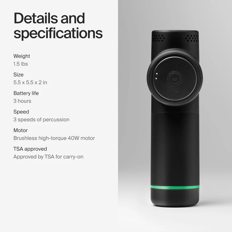 Hyperice Hypervolt GO 2 — Black Handheld Percussion Massage Gun with QuietGlide Technology, 3 Speeds & 2 Interchangeable Heads — USB-A to USB-C Charging, FSA/HSA Eligible