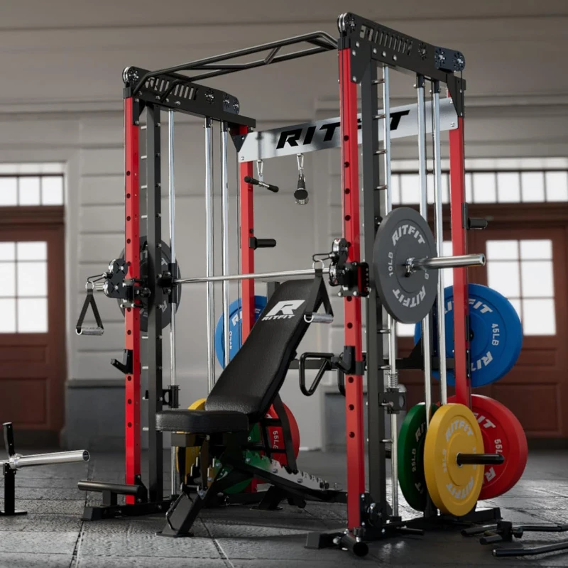 RitFit M1 / M1 Pro Smith Machine with Cable Crossover, Multi-Function Power Cage & Squat Rack for Home Gym