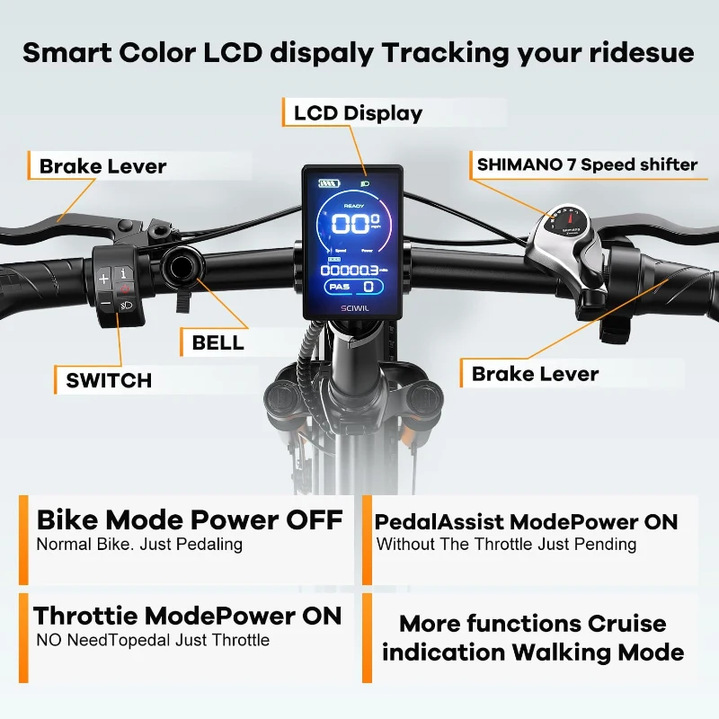 1000W Folding Electric Bike — 48V 20Ah Removable Battery, 30+ MPH Top Speed, Up to 80-Mile Range, 20"" Fat-Tire Foldable E-Bike