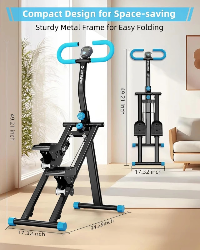 Vertical Climber Stair Stepper for Home - Full-Body Workout Machine with Handlebar, Stable Steel Frame and 3 Adjustable Heights
