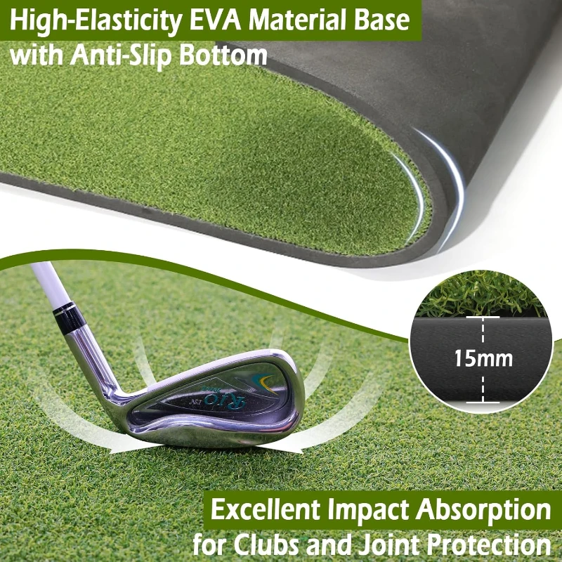 Bearwill Golf Mat 31mm — 5x4 ft / 5x5 ft High-Elasticity Artificial Turf Hitting Mat for Garage Simulators, Chipping and Driving Practice