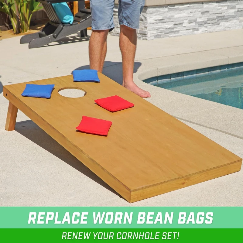 GoSports Regulation Cornhole Bean Bags Set — 8 All-Weather Bags (4 Red + 4 Blue) with Tote