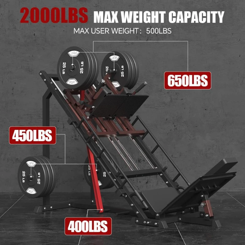 SPART 5-in-1 Leg Press & Hack Squat Combo with Linear Bearings, Adjustable Hack Squat/Calf Raise, Commercial Weight Storage and Band Pegs