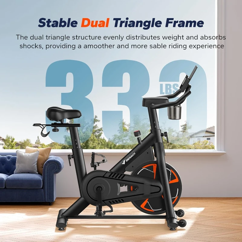 Merach Magnetic Stationary Bike S36 – Low-Noise Home Exercise Bike with Cushioned Seat, 330 lb Capacity, Exclusive App & FantomFite Integration, Tablet Mount and Guided Classes