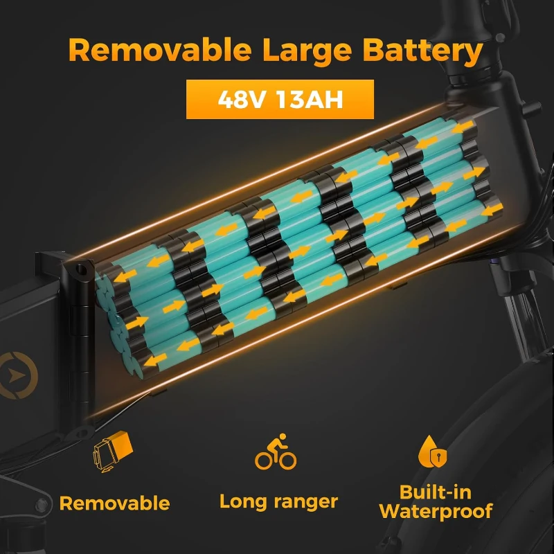 Jasion X-Hunter Foldable Electric Bike — 1400W Peak Motor, 30 MPH Top Speed, 70+ Mile Range, 624Wh Removable Battery, 20""x4"" Fat Tires, Full Suspension, 7-Speed E-Bike for Adults