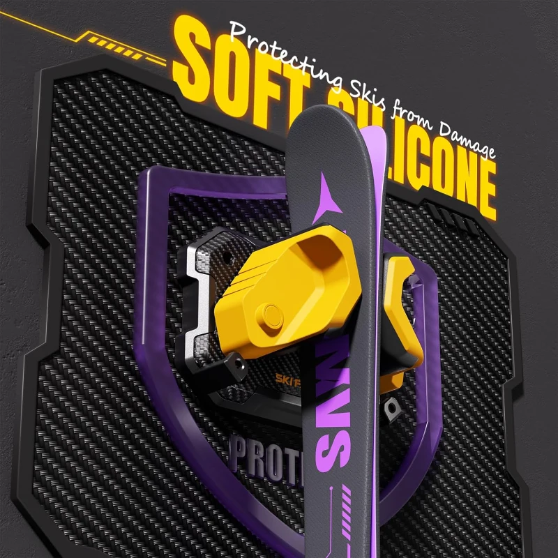 Skifavs Ski & Snowboard Wall Rack - Fits Any Ski/Board, Damage-Free Storage, Yellow (6-Pack)