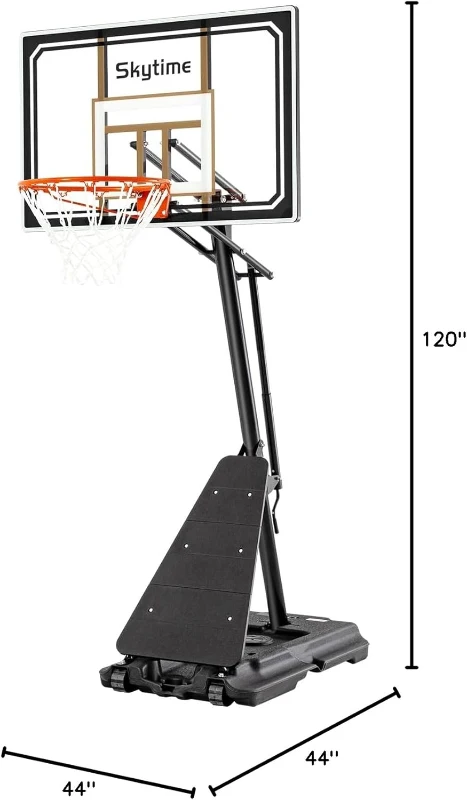 Portable Basketball Hoop System with 44"" & 48"" Backboard — Stepless Crank Adjustment 5.3–10 ft, Outdoor/Indoor