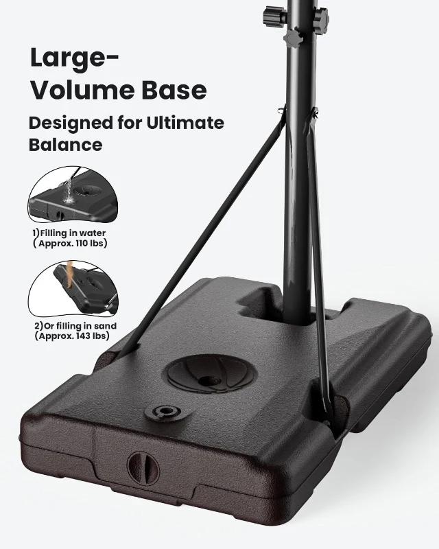 IGL Portable Basketball Hoop System, 5.6–10 ft Adjustable Stand with 44"" PC Backboard, Mobile Base for Kids, Youth & Adults (Backyard/Driveway)