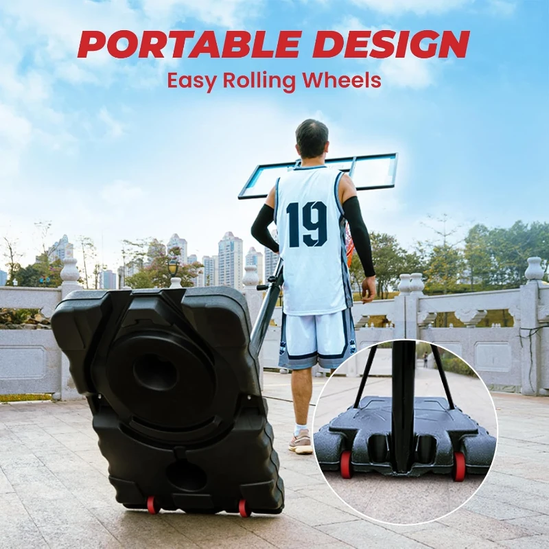 IGL Portable Basketball Hoop – 44"" PE Backboard, Adjustable 5.6–10 ft, Mobile Outdoor Goal with 13.2 GAL Base