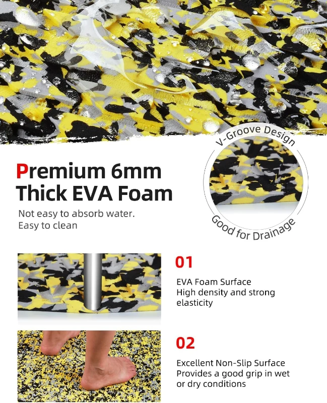 Abahub Non-Slip EVA Decking Mat - 6mm Camouflage Traction Pad, Self-Adhesive & Trimmable (96 in x 16 in / 23.5 in / 38 in / 47 in; 48 in x 16 in) for Paddleboards, Kayaks, Boats