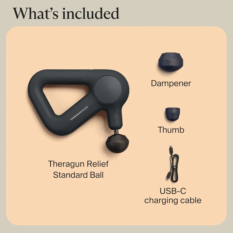 TheraGun Relief by Therabody — Quiet Deep-Tissue Bluetooth Percussion Massage Gun for Neck, Back, Shoulder, Leg & Foot Pain Relief (Black)