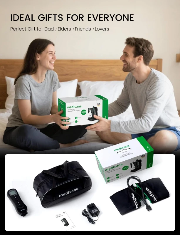 Medisana Leg & Calf Massager with Heat and Air Compression - Adjustable Circulation Therapy for Edema and Pain Relief (White)