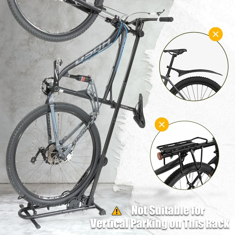 BIKE HAND Vertical Bike Floor Stand — Premium 3-Way Adjustable Parking Rack with Stem/Handlebar Stabilizer for Bikes up to 29-inch Wheels