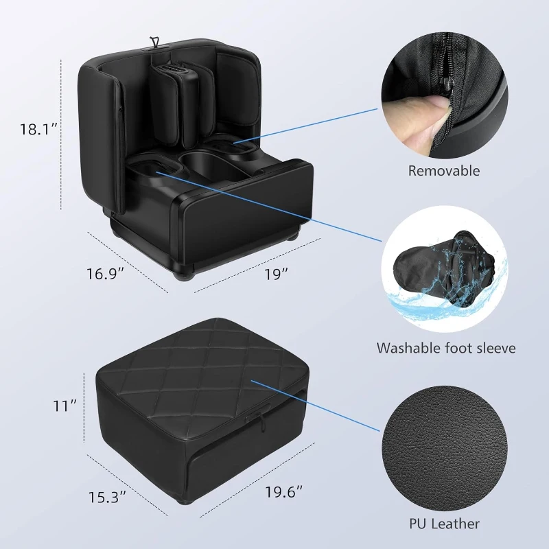 COMFIER 2-in-1 Shiatsu Foot & Calf Massager with Heat — Foldable Ottoman Design, Kneading, Vibration & Compression, Relieves Tired Muscles & Plantar Fasciitis, Fits Up to Size 13