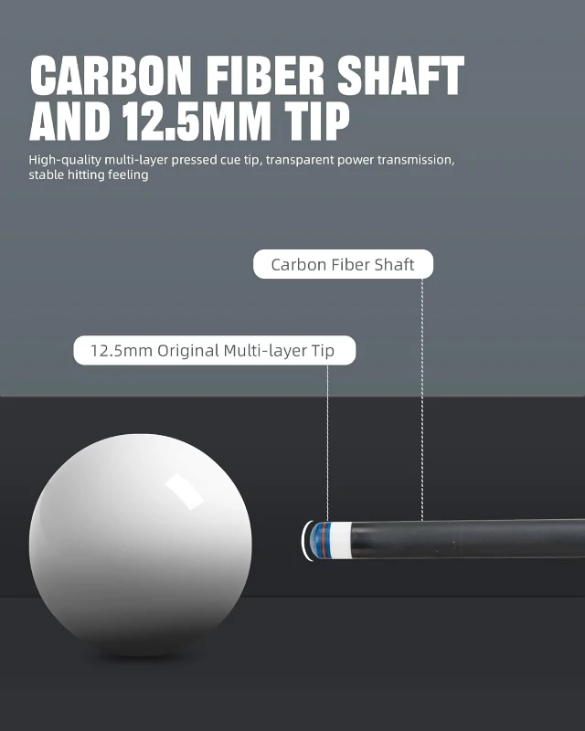 CRICAL 58"" Carbon Fiber Pool Cue – Professional Low-Deflection Billiard Cue with 3/8×8 Stainless Steel Joint & 12.5mm Tip