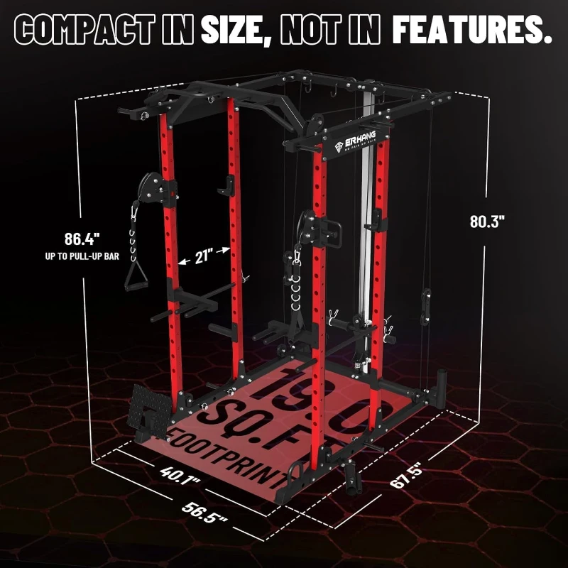 Mikolo K6 Power Cage with Cable Crossover — 1500 lb Capacity Squat Rack with Lat Pulldown & Pulley System for Home Gym