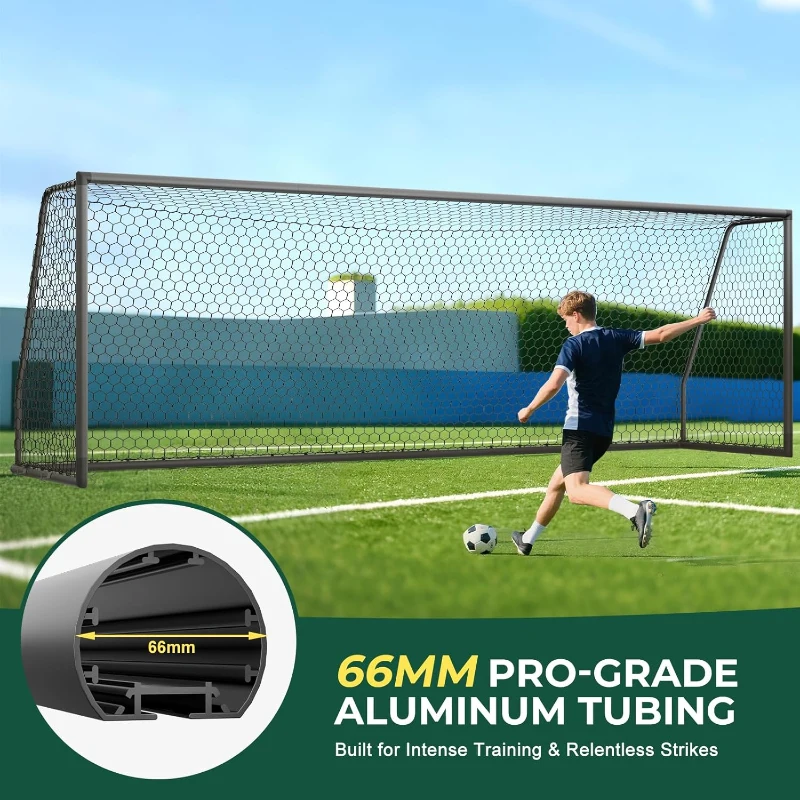 MOPHOTO Aluminum Soccer Goal — Sizes 6x4 to 24x8 for Training, Clubs & School Use