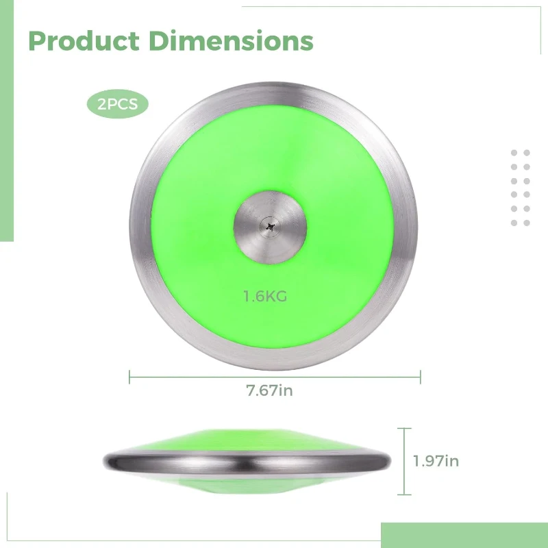 2-Pack 1.6 kg Sports Training Discus — Nylon-Iron Construction, Anti-Slip Polished Finish, Flat Design for High School Track & Field